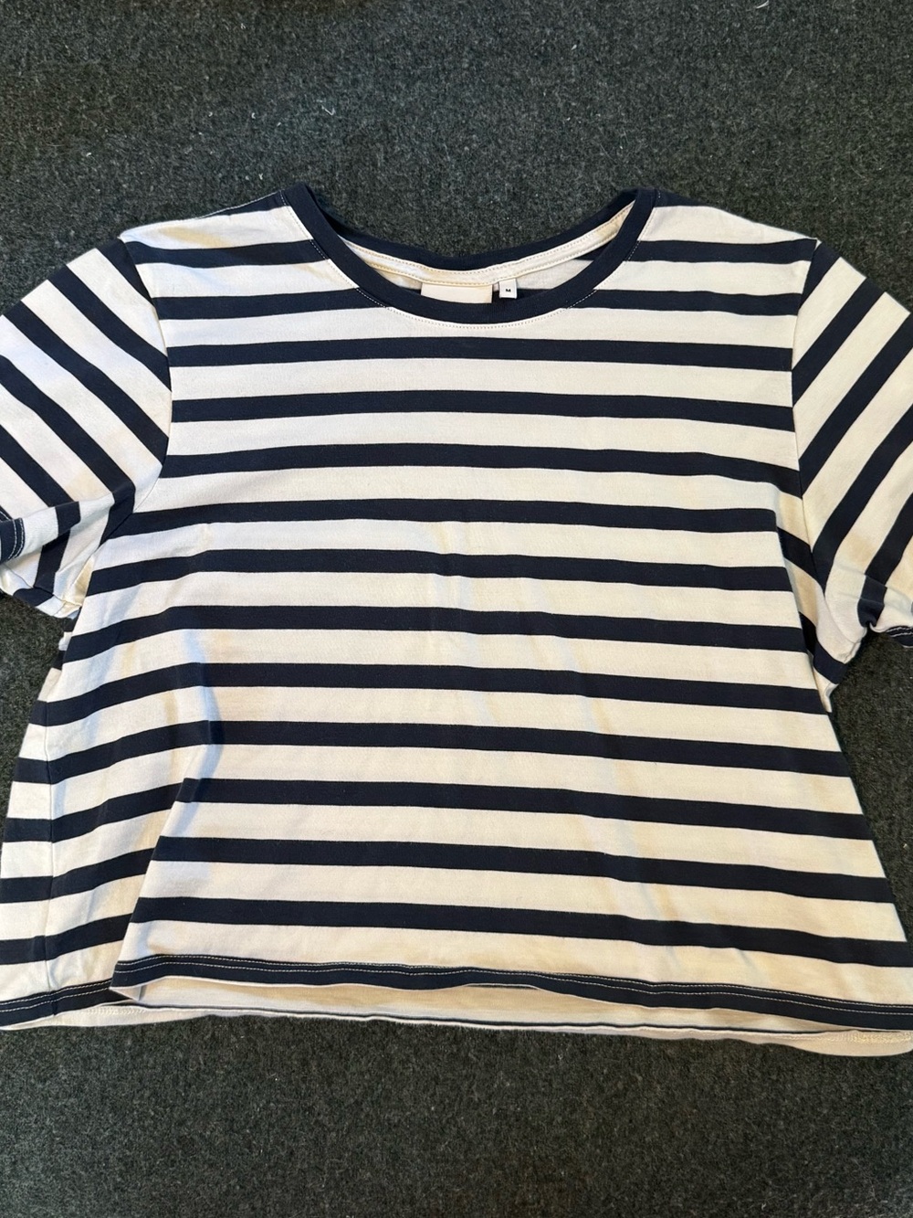 Richer Poorer Navy and White Striped cropped tee